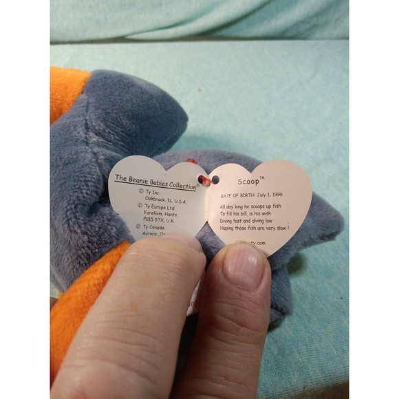 Ty Retired Original Beanie Babies Baby SCOOP the Pelican July 1, 1996 - Picture 5 of 5